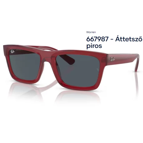 RAY BAN  RB4396 WARREN 667987 - Áttetsző piros NAPSZEMÜVEG