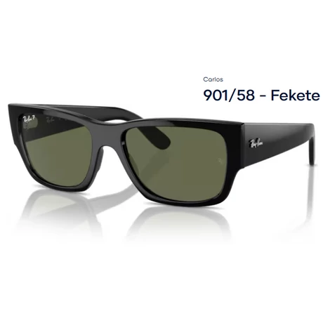 RAY-BAN RB0947S CARLOS 901/58 - Fekete NAPSZEMÜVEG