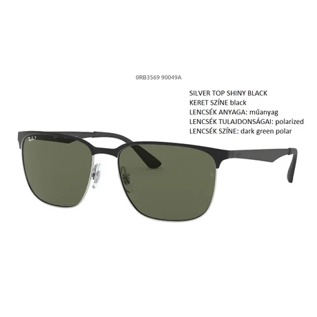 RAY-BAN RB3569 90049A SILVER TOP SHINY BLACK POLARIZÁLT NAPSZEMÜVEG