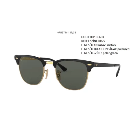 RAY-BAN RB3716 187/58 CLUBMASTER METAL POLARIZÁLT NAPSZEMÜVEG