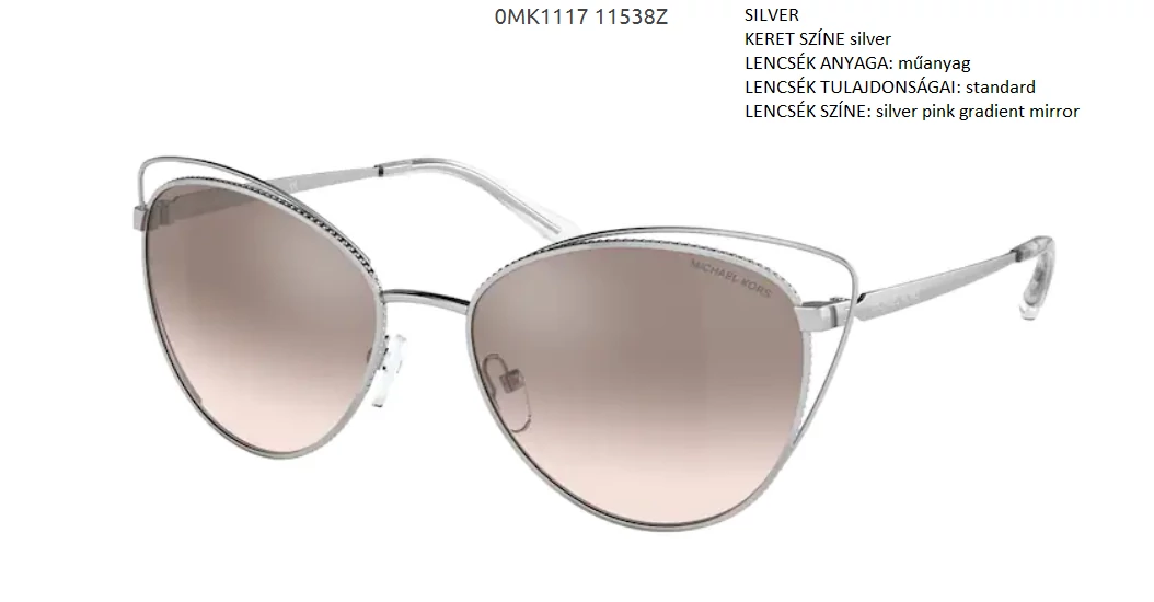 MICHAEL KORS MK1117 RIMINI 11538Z SILVER NAPSZEMÜVEG
