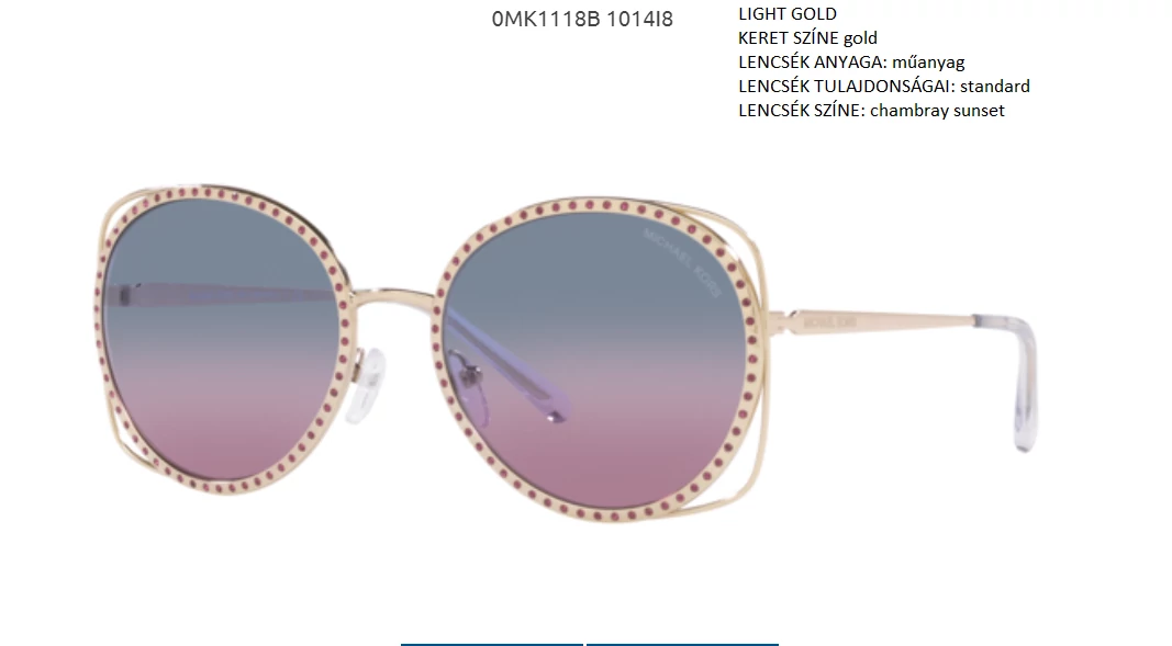 MICHAEL KORS MK1118B RIALTO 1014I8 LIGHT GOLD NAPSZEMÜVEG