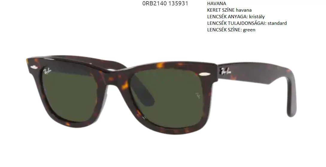 RAY BAN RB2140 WAYFARER 135931 NAPSZEMÜVEG