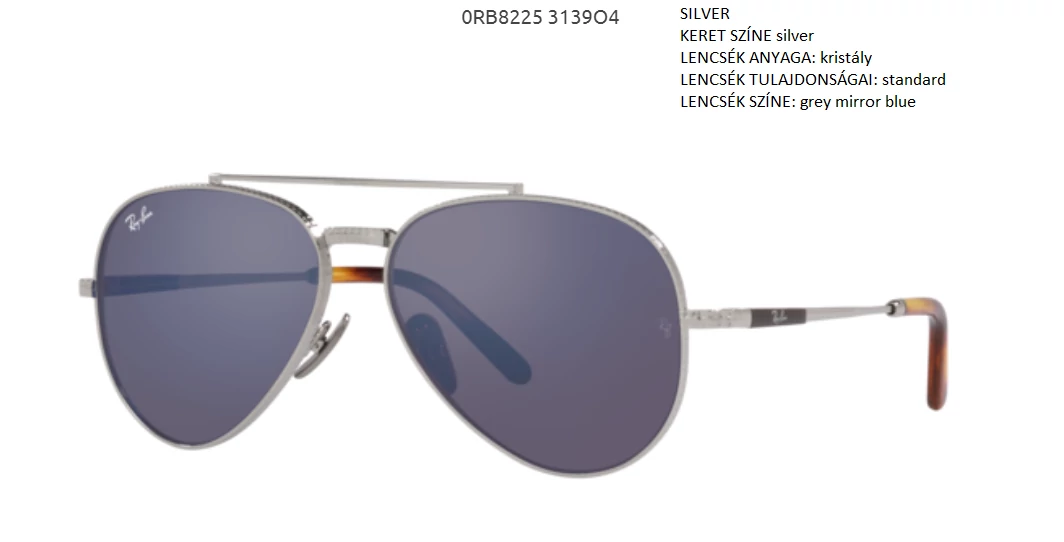 RAY BAN RB8225 AVIATOR TITANIUM 3139O4 NAPSZEMÜVEG