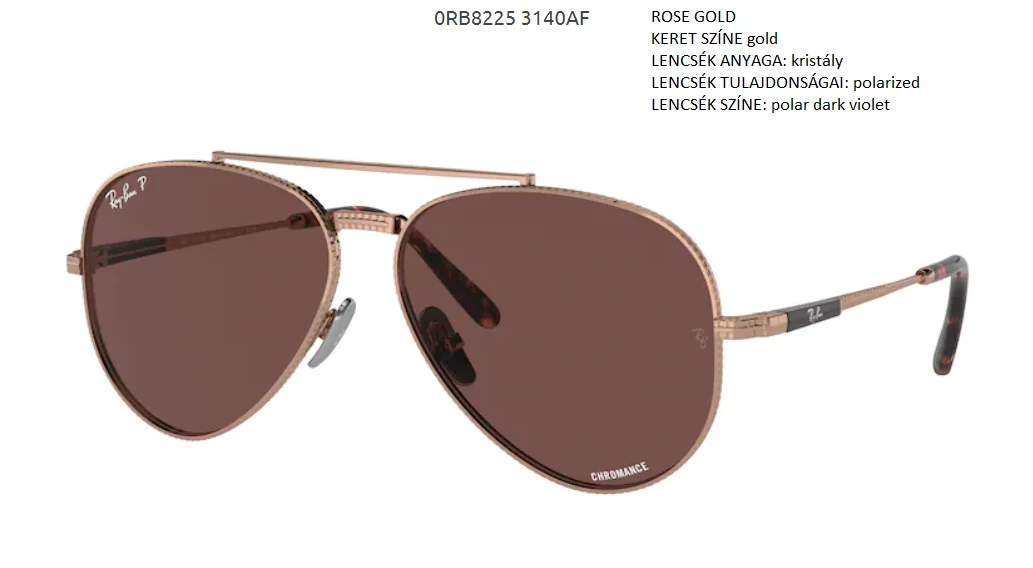 RAY BAN RB8225 AVIATOR TITANIUM 3140AF NAPSZEMÜVEG