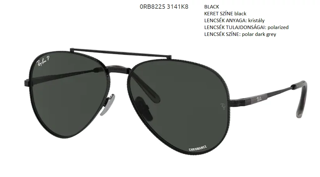 RAY BAN RB8225 AVIATOR TITANIUM 3141K8 NAPSZEMÜVEG