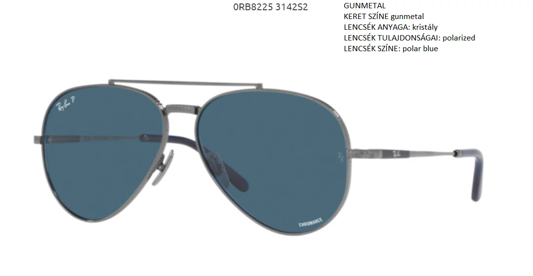 RAY BAN RB8225 AVIATOR TITANIUM 3142S2 NAPSZEMÜVEG