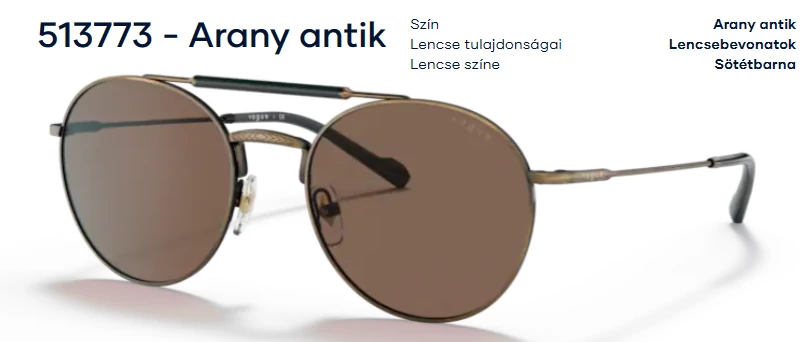 VOGUE 4240S 513773 ARANY ANTIK NAPSZEMÜVEG