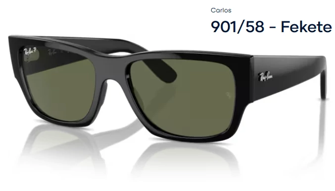 RAY-BAN RB0947S CARLOS 901/58 - Fekete NAPSZEMÜVEG