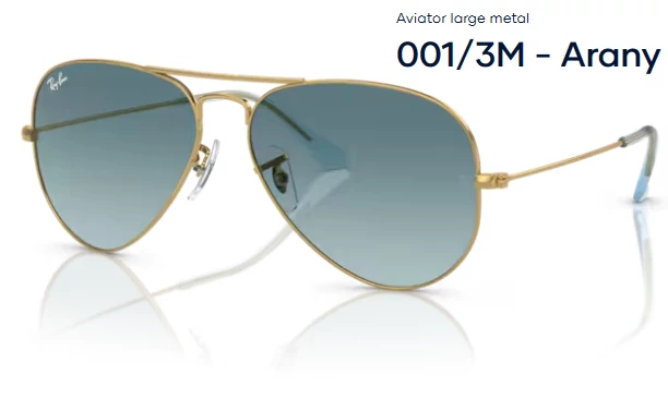 RAY BAN RB3025 AVIATOR LARGE METAL 001/3M - Arany NAPSZEMÜVEG