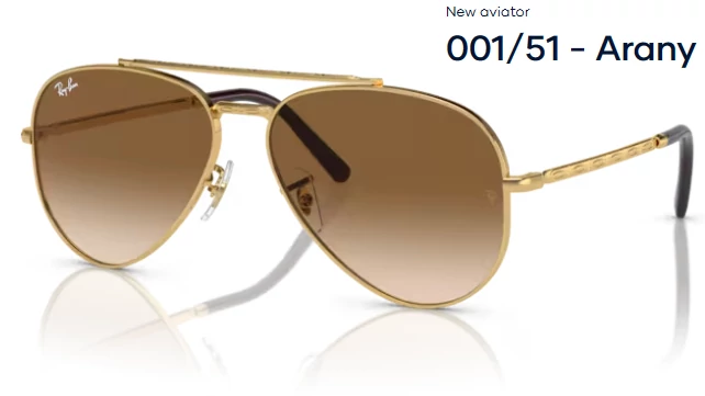 RAY BAN RB3625 NEW AVIATOR 001/51 - Arany NAPSZEMÜVEG