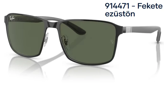 RAY BAN RB3721 914471 - Fekete ezüstön NAPSZEMÜVEG