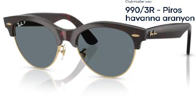 RAY-BAN RB2341 Clubmaster way 990/3R - Piros havanna aranyon napszemüveg
