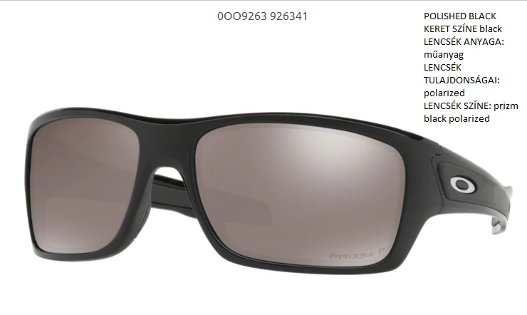 OAKLEY OO9263-41 TURBINE POLISHED BLACK/prizm black polarized Napszemüveg