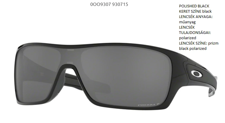 OAKLEY OO9307-15 TURBINE ROTOR POLISHED BLACK/prizm black polarized Napszemüveg