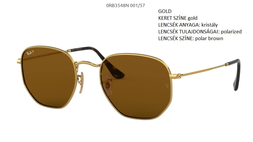 RAY-BAN RB3548N HEXAGONAL 001/57 POL.NAPSZEMÜVEG