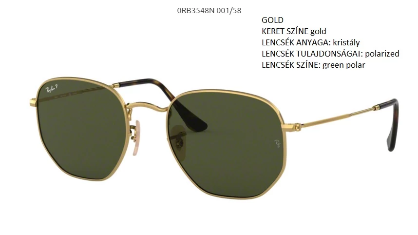 RAY-BAN RB3548N HEXAGONAL  001/58 POL. NAPSZEMÜVEG