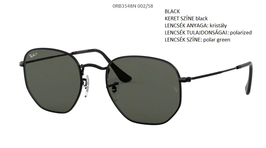 RAY-BAN RB3548N HEXAGONAL 002/58 POL.NAPSZEMÜVEG