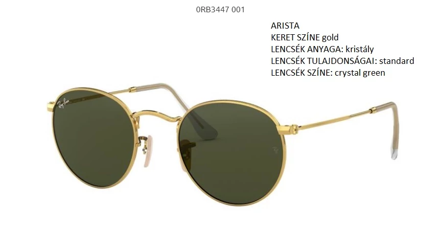 RAY-BAN RB3447 ROUND METAL  001 NAPSZEMÜVEG