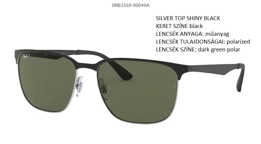 RAY-BAN RB3569 90049A SILVER TOP SHINY BLACK POLARIZÁLT NAPSZEMÜVEG