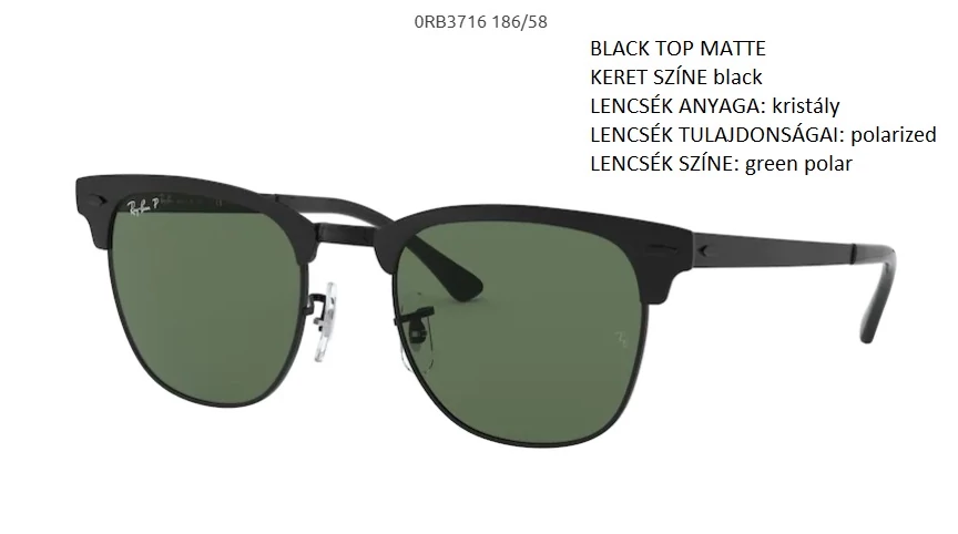 RAY-BAN RB3716 186/58 CLUBMASTER METAL POLARIZÁLT NAPSZEMÜVEG