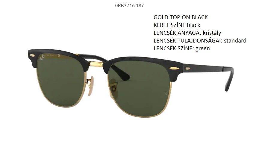 RAY-BAN RB3716 187 CLUBMASTER METAL  NAPSZEMÜVEG