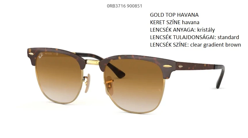 RAY-BAN RB3716 900851 CLUBMASTER METAL NAPSZEMÜVEG