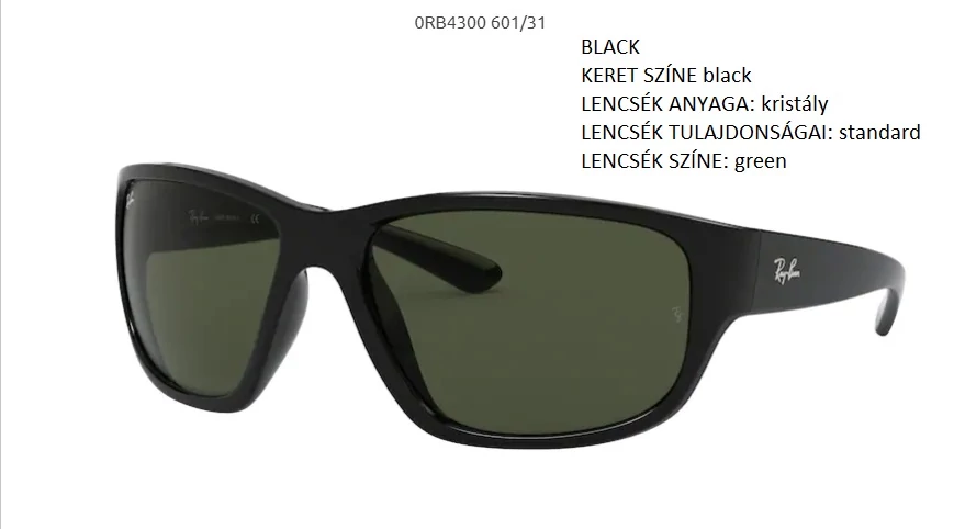 RAY-BAN RB4300 601/31 BLACK NAPSZEMÜVEG